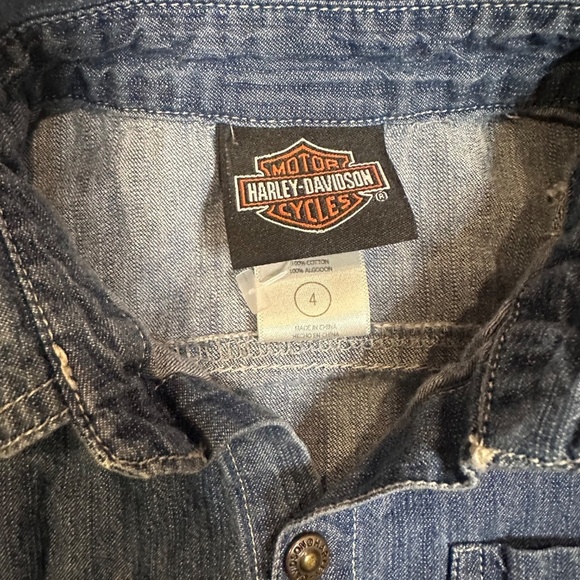 Pink Harley Davidson Jean button up 4T - Picture 3 of 4